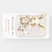 Waterverf Bunny Baby shower Banner (Horizontaal)