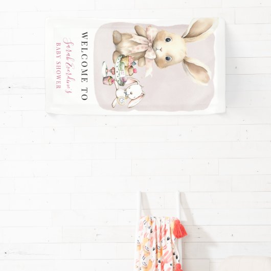 Waterverf Bunny Baby shower Banner (Insitu)