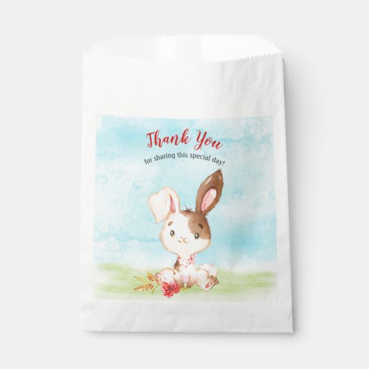 Waterverf Bunny Baby shower Boerderij Dank u Bedankzakje (Voorkant)
