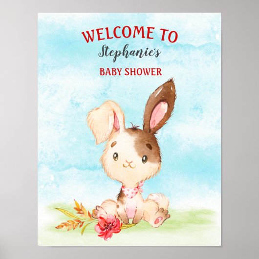 Waterverf Bunny Baby shower Boerderij Poster (Voorkant)
