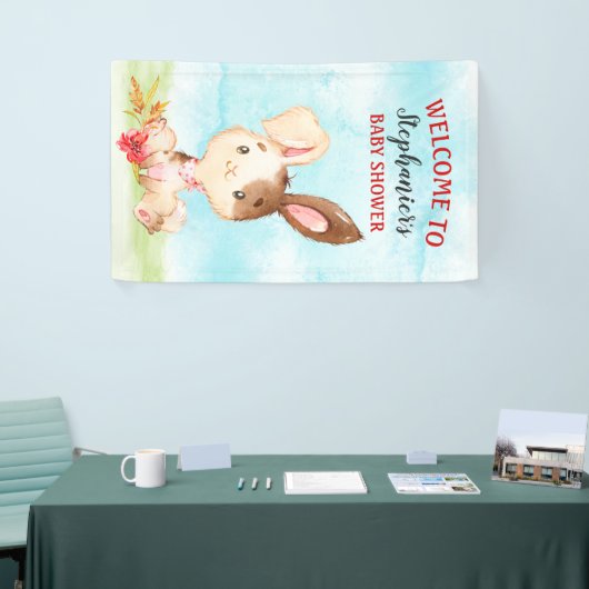 Waterverf Bunny Baby shower Boerderij Spandoek (Beurs)