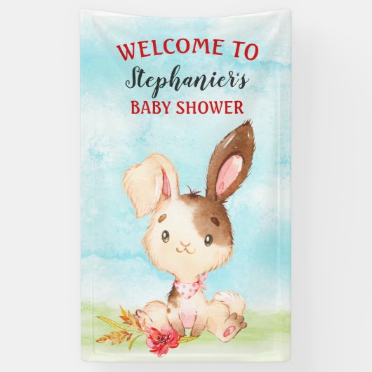 Waterverf Bunny Baby shower Boerderij Spandoek (Verticaal)