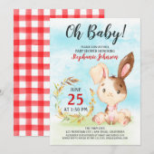 Waterverf Bunny Baby shower Boerderij Uitnodiging (Voorkant / Achterkant)