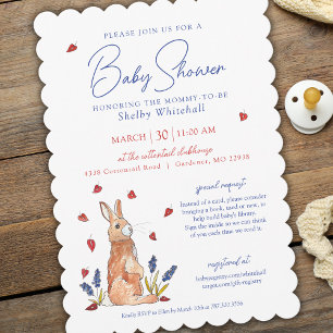 Waterverf Bunny Baby shower Kaart