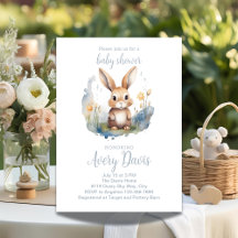 Waterverf Bunny Baby shower Spring Theme