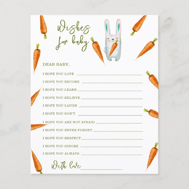 Waterverf Bunny baby shower - wensen voor baby (Voorkant)