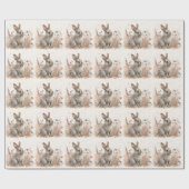 Waterverf Bunny & Bloemen: Springtime Kunst Cadeaupapier (Vlak)