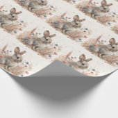 Waterverf Bunny & Bloemen: Springtime Kunst Cadeaupapier (Hoek)