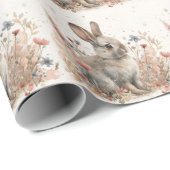 Waterverf Bunny & Bloemen: Springtime Kunst Cadeaupapier (Rol Hoek)