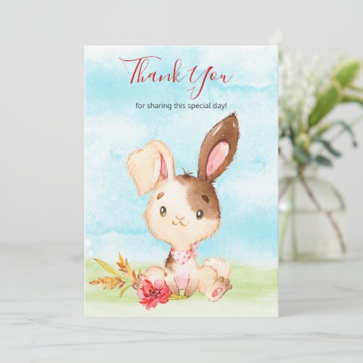 Waterverf Bunny Boerderij Dank u Bedankkaart (Staand voorkant)