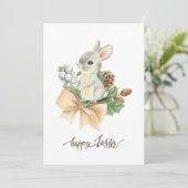 Waterverf bunny boho Happy easter Feestdagenkaart (Staand voorkant)