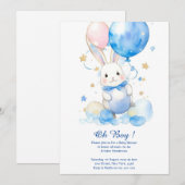 Waterverf Bunny Boy Baby shower Uitnodiging (Voorkant / Achterkant)