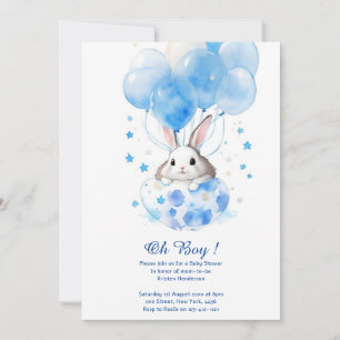 Waterverf Bunny Boy Baby shower Uitnodiging