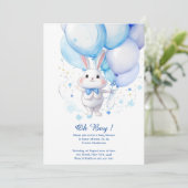 Waterverf Bunny Boy Baby shower Uitnodiging (Staand voorkant)