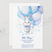 Waterverf Bunny Boy Baby shower Uitnodiging (Voorkant / Achterkant)