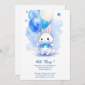 Waterverf Bunny Boy Baby shower Uitnodiging (Voorkant / Achterkant)