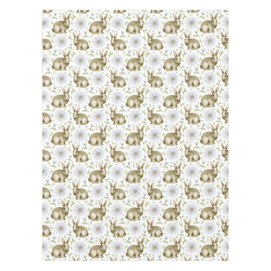Waterverf  Bunny & Daisy Flowers Pasen Tafelkleed (Voorkant)