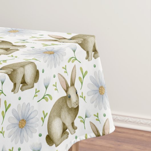 Waterverf  Bunny & Daisy Flowers Pasen Tafelkleed (Voorbeeld)