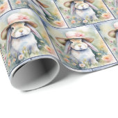 Waterverf Bunny Dragen een Bonnet Cadeaupapier (Rol Hoek)