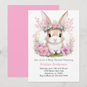 Waterverf Bunny Dreams Roze Meisje Baby shower Kaart (Voorkant / Achterkant)