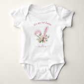 waterverf Bunny Ears Egs  van paasmeisje Romper (Voorkant)