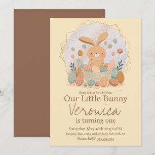 Waterverf Bunny Easter Basket Eggs Birthday Kaart