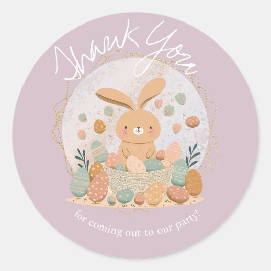 Waterverf Bunny Easter Birthday Boho Hartelijk dan Ronde Sticker (Voorkant)