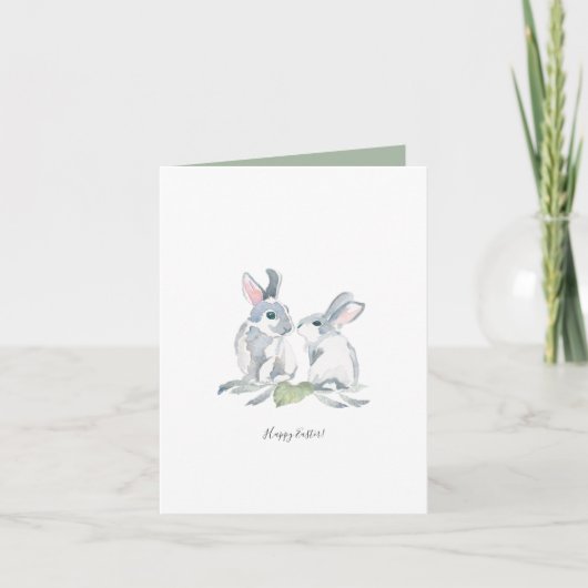Waterverf Bunny Easter Birthday Card Feestdagen Kaart (Voorkant)