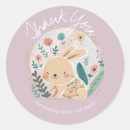 Waterverf Bunny Easter Birthday Cute Hartelijk dan Ronde Sticker (Voorkant)