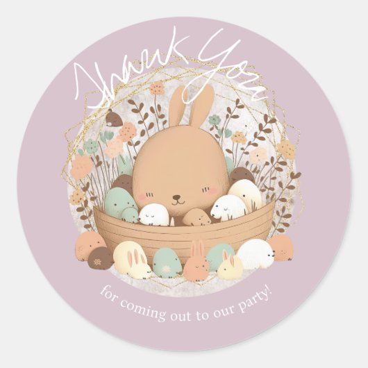 Waterverf Bunny Easter Bohemian Birthday Bedankt Ronde Sticker (Voorkant)