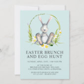 Waterverf Bunny Easter Brunch Egg Hunt Kaart (Voorkant)