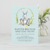 Waterverf Bunny Easter Brunch Egg Hunt Kaart (Staand voorkant)