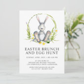 Waterverf Bunny Easter Brunch Egg Hunt Kaart (Staand voorkant)