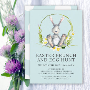 Waterverf Bunny Easter Brunch Egg Hunt Kaart