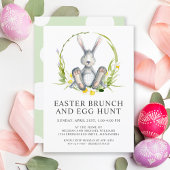 Waterverf Bunny Easter Brunch Egg Hunt Kaart