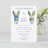 Waterverf Bunny Easter Brunch en Egg Hunt Kaart (Staand voorkant)