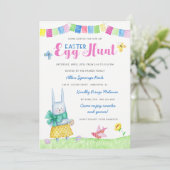 Waterverf Bunny Easter Egg Hunt Uitnodiging (Staand voorkant)