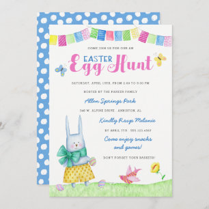 Waterverf Bunny Easter Egg Hunt Uitnodiging