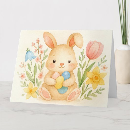 Waterverf Bunny Easter Kaart (Voorkant)