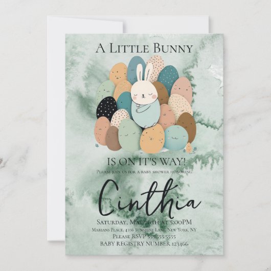 Waterverf Bunny Easter Pastel Baby shower Kaart (Voorkant)