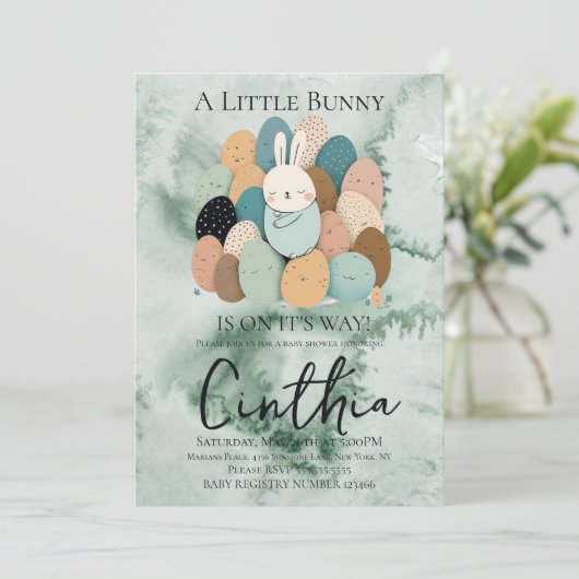Waterverf Bunny Easter Pastel Baby shower Kaart (Staand voorkant)