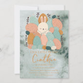 Waterverf Bunny Easter Pastel Green Birthday Invi Kaart (Voorkant)