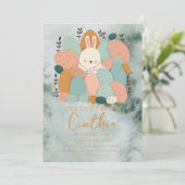 Waterverf Bunny Easter Pastel Green Birthday Invi Kaart (Staand voorkant)