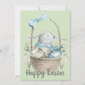 Waterverf Bunny & Egg Basket Pasen Feestdagenkaart (Voorkant)
