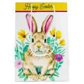 Waterverf bunny en bloemen easter medium cadeauzakje (Achterkant)