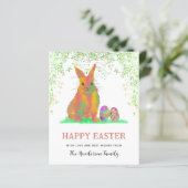 Waterverf Bunny en Eieren Happy Pasen (Staand voorkant)