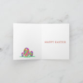 Waterverf Bunny en Eieren Happy Pasen Feestdagen Kaart (Binnen)