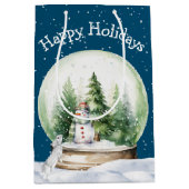 Waterverf Bunny en Sneeuwman Medium Cadeauzakje (Voorkant)