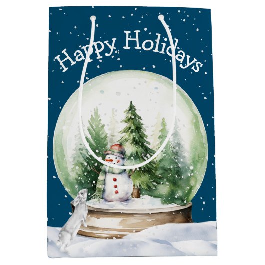 Waterverf Bunny en Sneeuwman Medium Cadeauzakje (Voorkant)