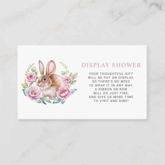 Waterverf Bunny Floral Krans Display Douche Informatiekaartje (Voorkant)